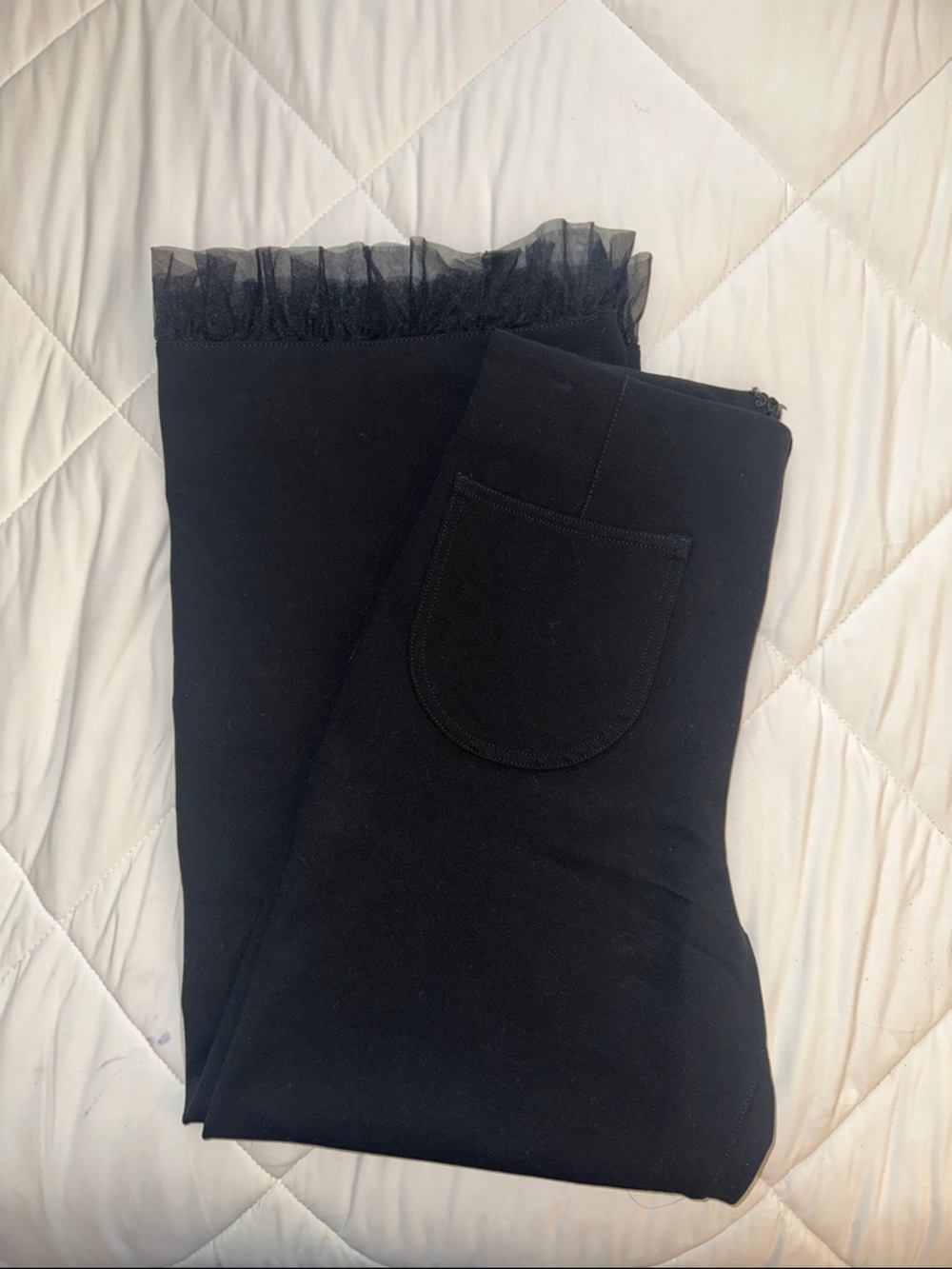 Colette by Maeve black stretch pants with lace trim hem. Back zipper - Picture 7 of 12
